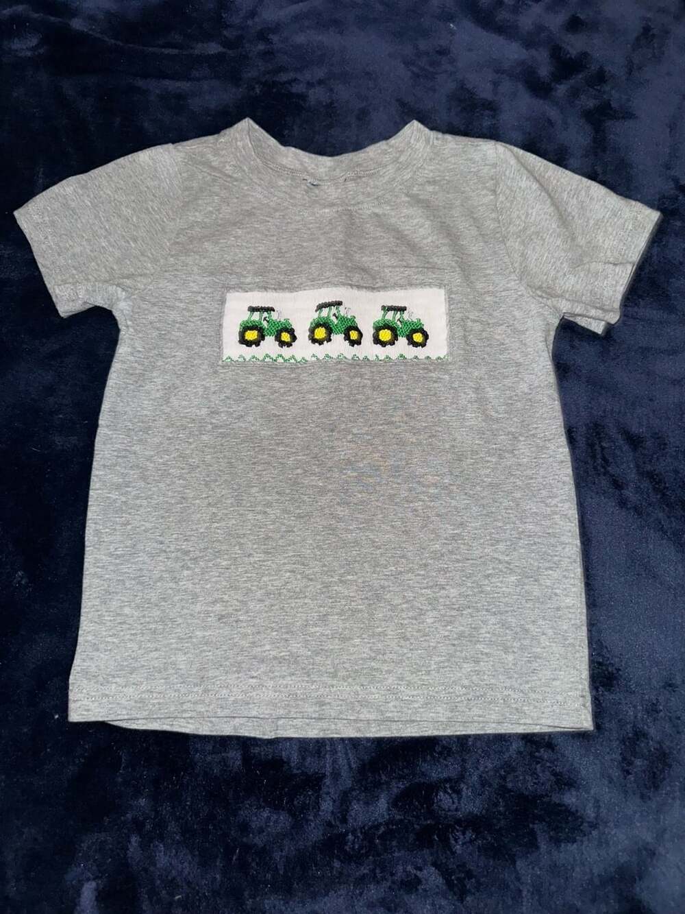 Boutique Boys Smocked Tractor Knit Gray T-Shirt